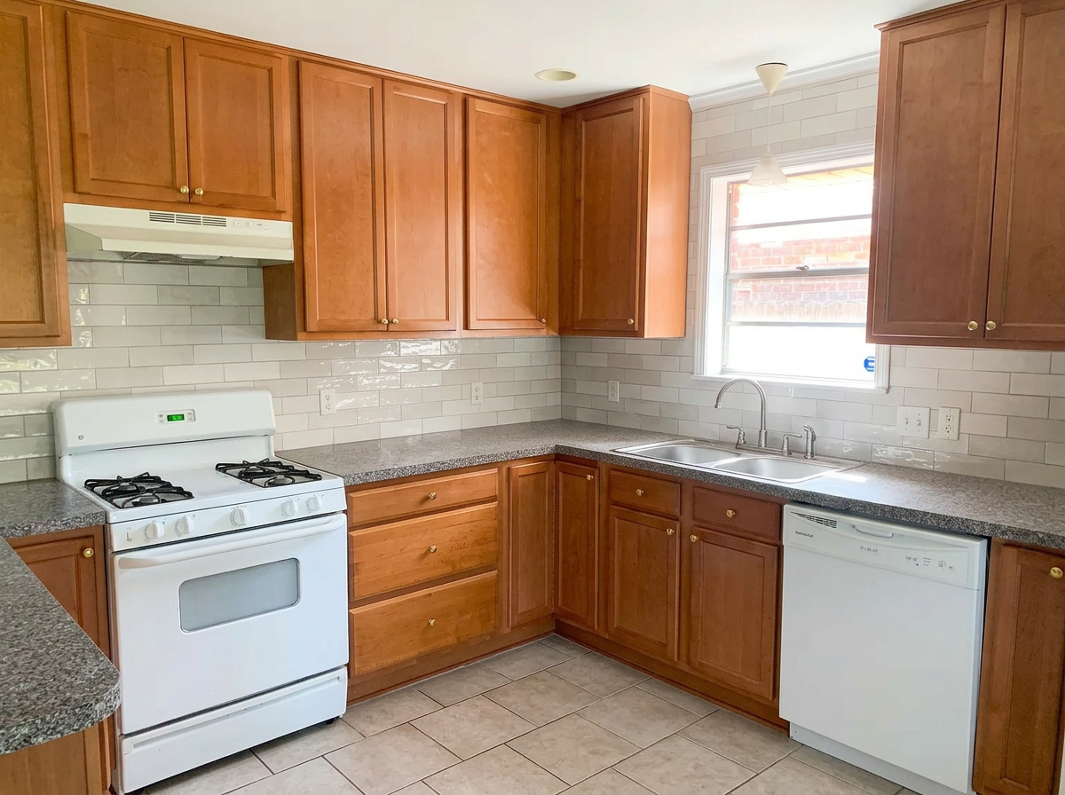 Updated kitchen with gas range