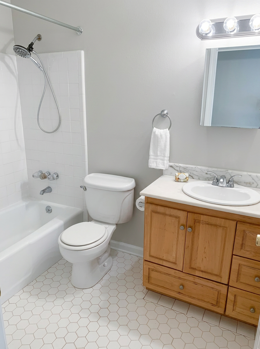 Full bathroom with tub and shower